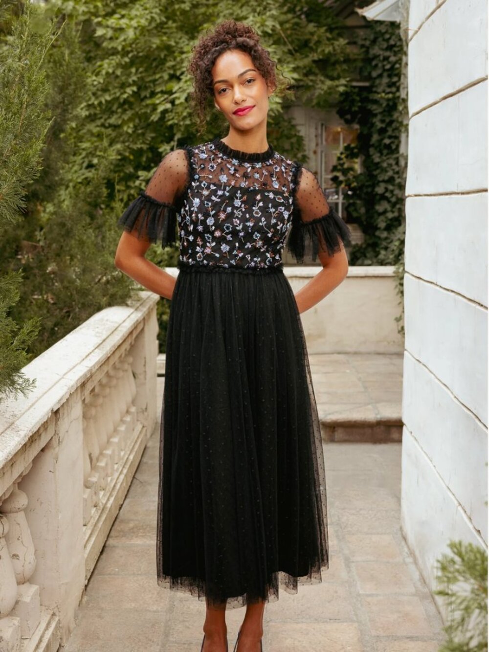 Stunning Ivy City Louisa Dress Sequin Tulle Party Holiday Maxi Dress M